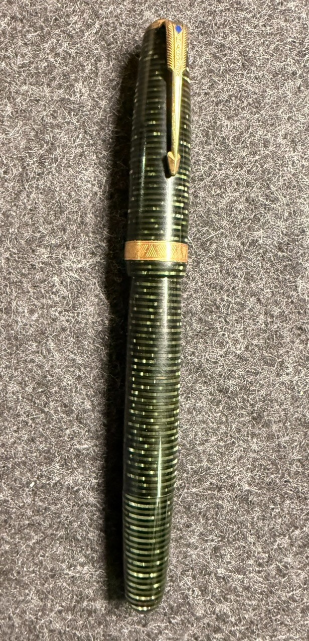 Parker Vacumatic Emerald Pearl Blue Diamond Fountain Pen USA Nib Untested