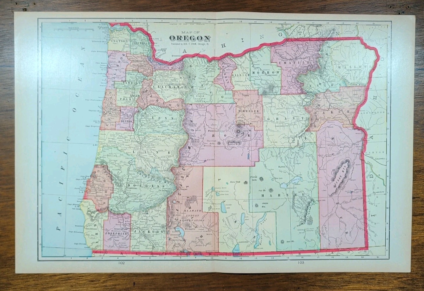 Vintage 1907 OREGON Map 22