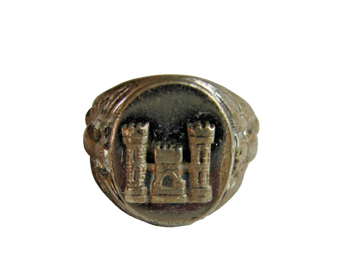 Rare WWII US Army Corps of Engineers 1943-1945 Sterling Silver Ring Size 9
