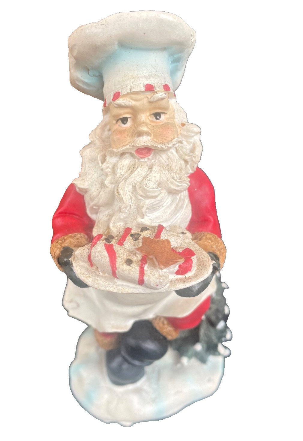 Vintage 1960s Christmas Santa Mr Claus standing figurine 8” plate cookies rare