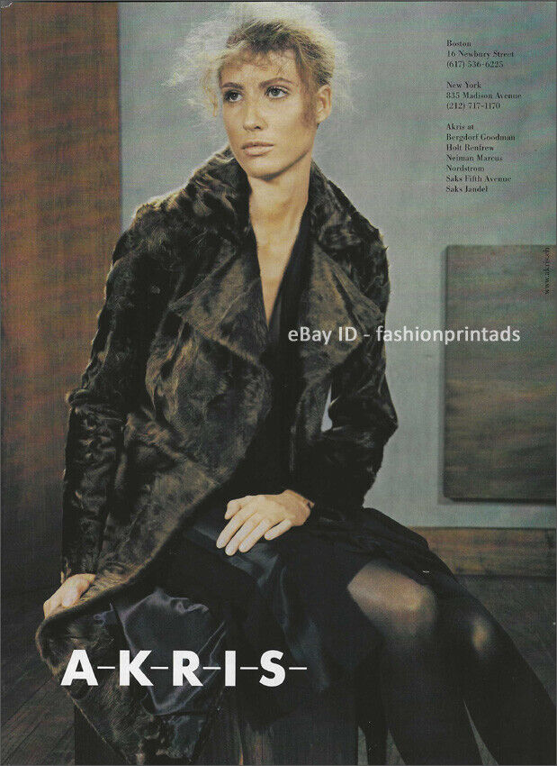 AKRIS 1-Page Magazine PRINT AD Fall 2004 MICHELLE ALVES woman in fur coat