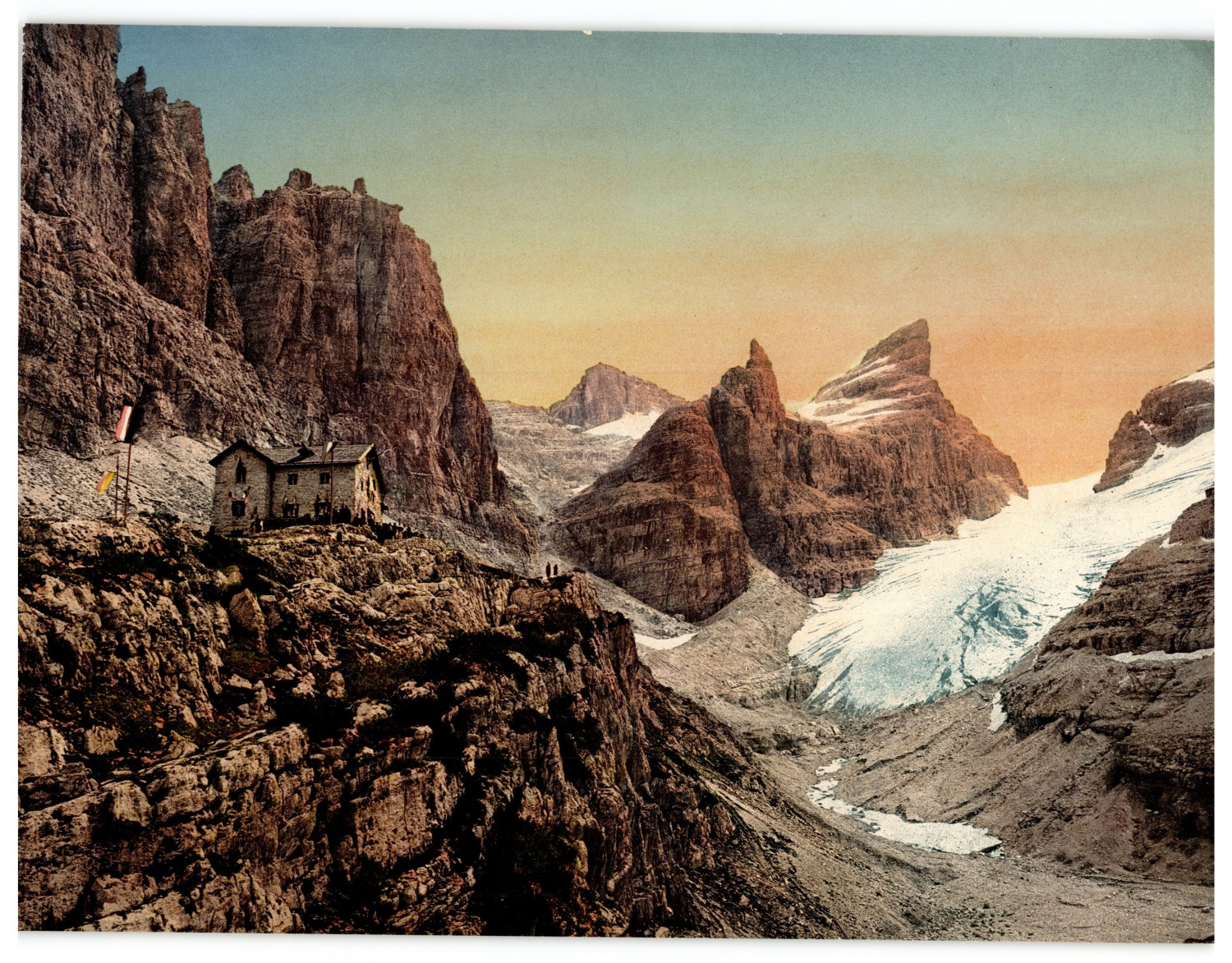 France, Alps, Refuge Tuckett et Col Tuckett vintage photochrom photochromic, 