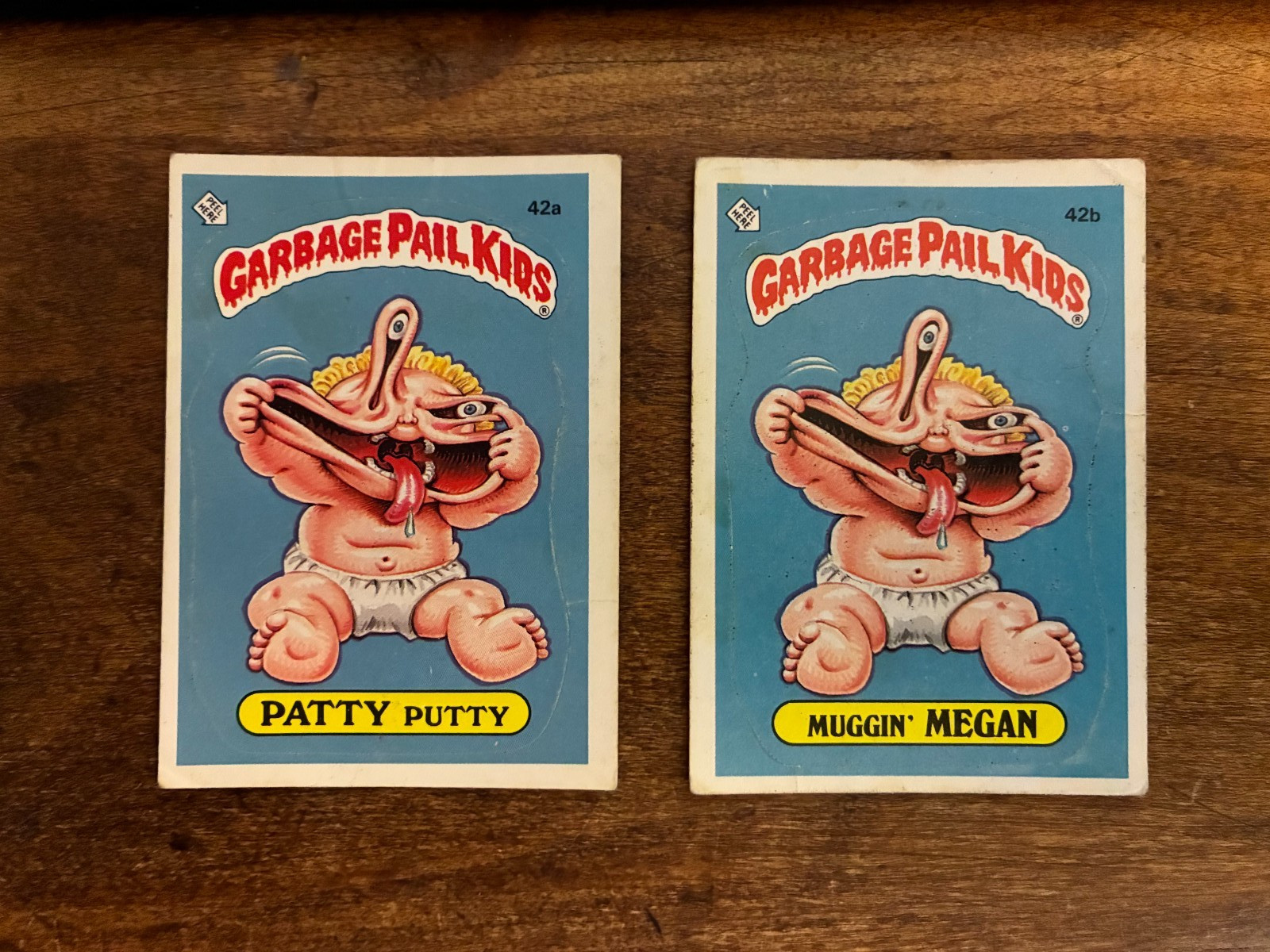 Patty Putty and Muggin' Megan, 1985 Topps Garbage Pail Kids, 42a/42b