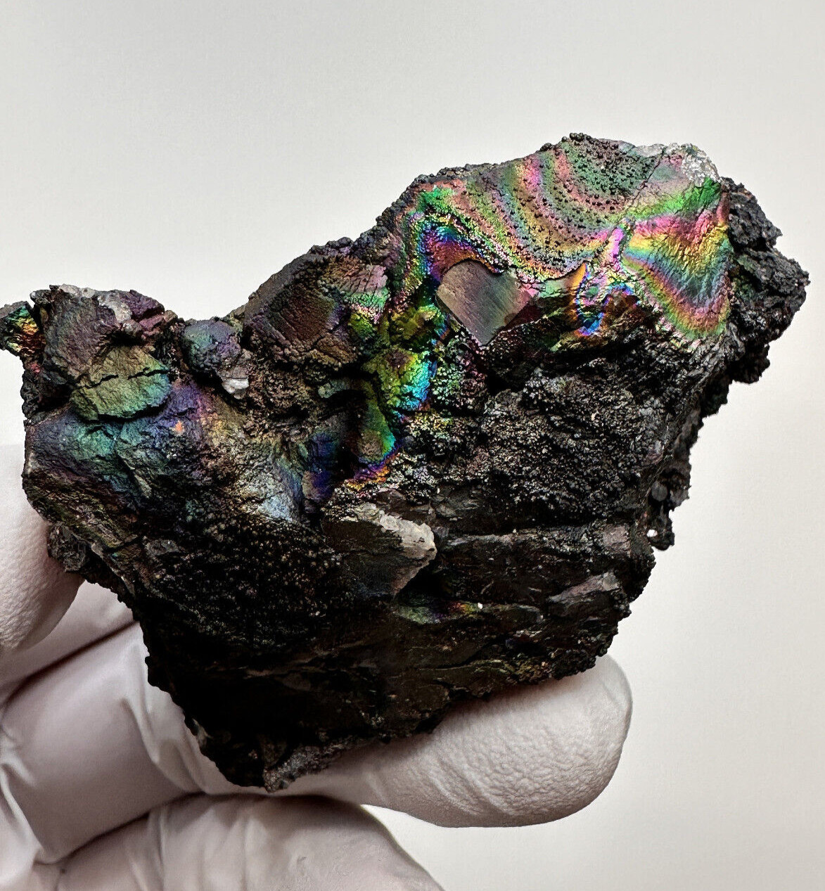 Bright RAINBOW Colors___RARE IRIDESCENT Hematite on Quartz Crystal__Graves Mtn.