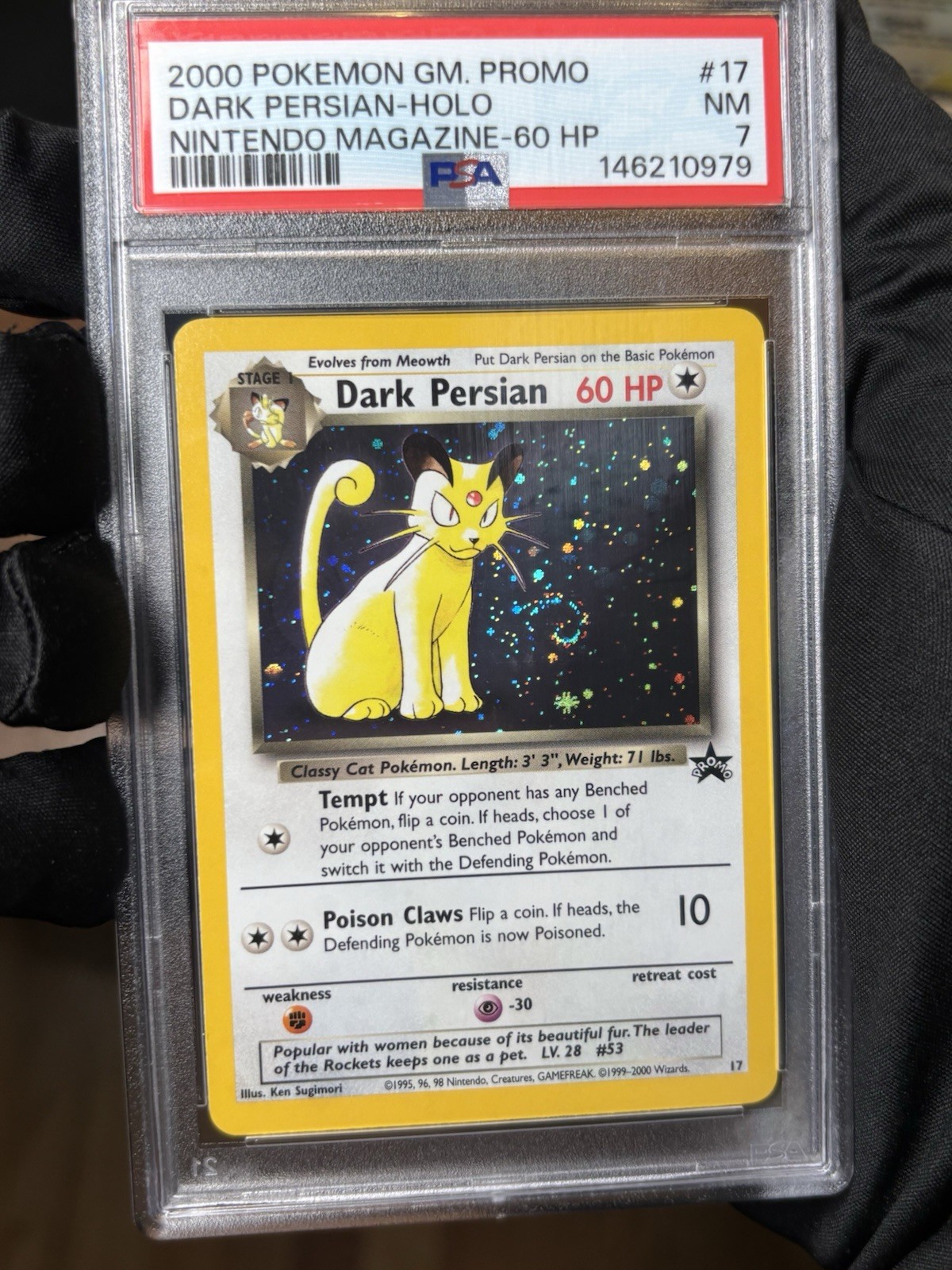2000 Pokemon Dark Persian Holo #17 PSA 7 FULL SWIRL Black Star Promo WOTC