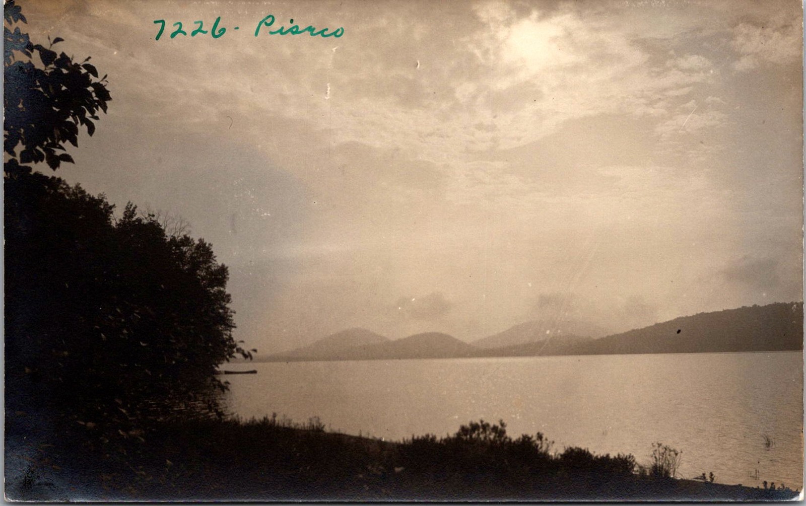 Piseco Lake NY RPPC Lake and Mountain Shoreline Vintage Postcard 4P24-22