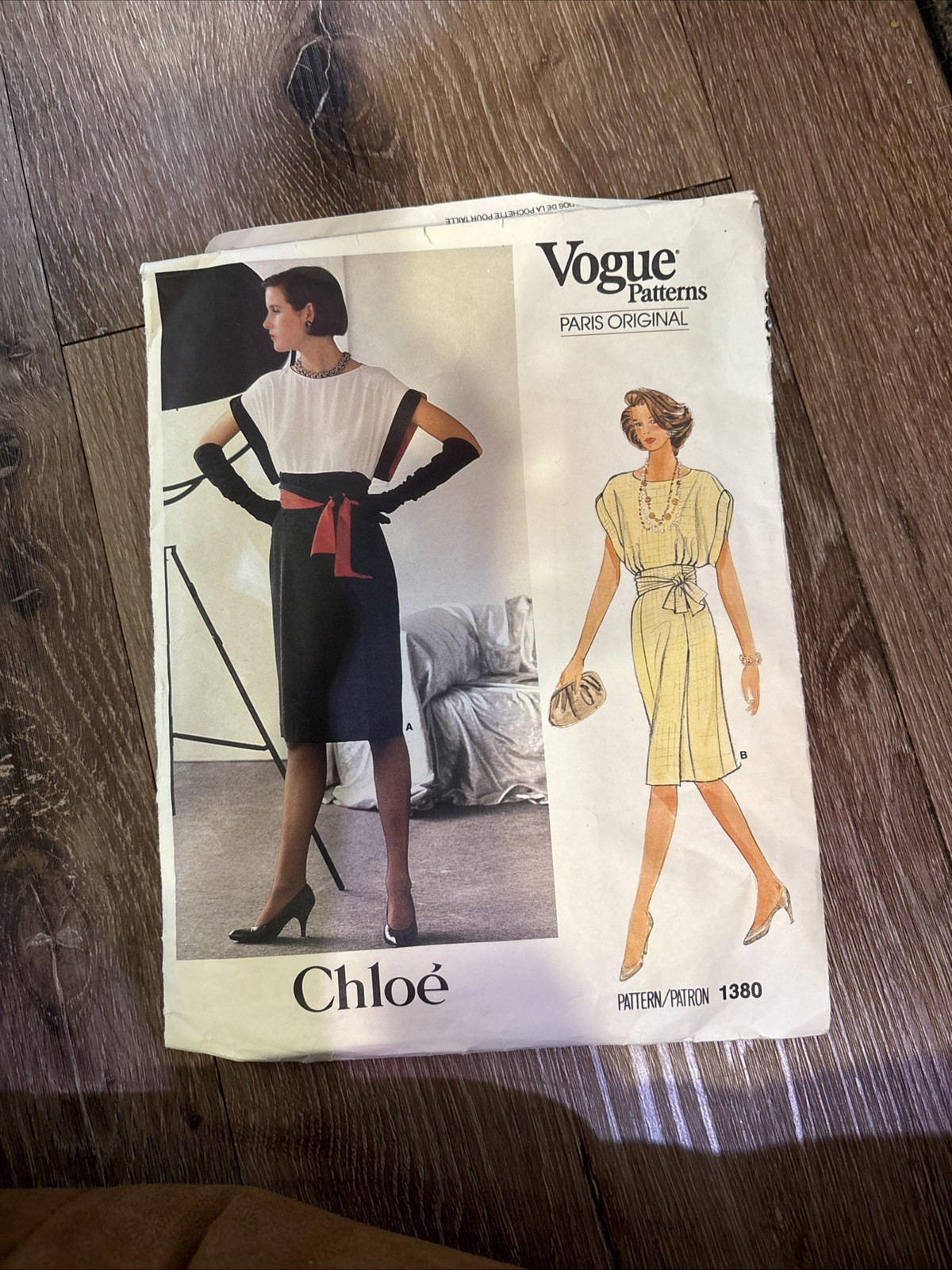 1980 Vogue Patterns Paris Original Chloe 1380 Vintage Dress Uncut Sewing Pattern