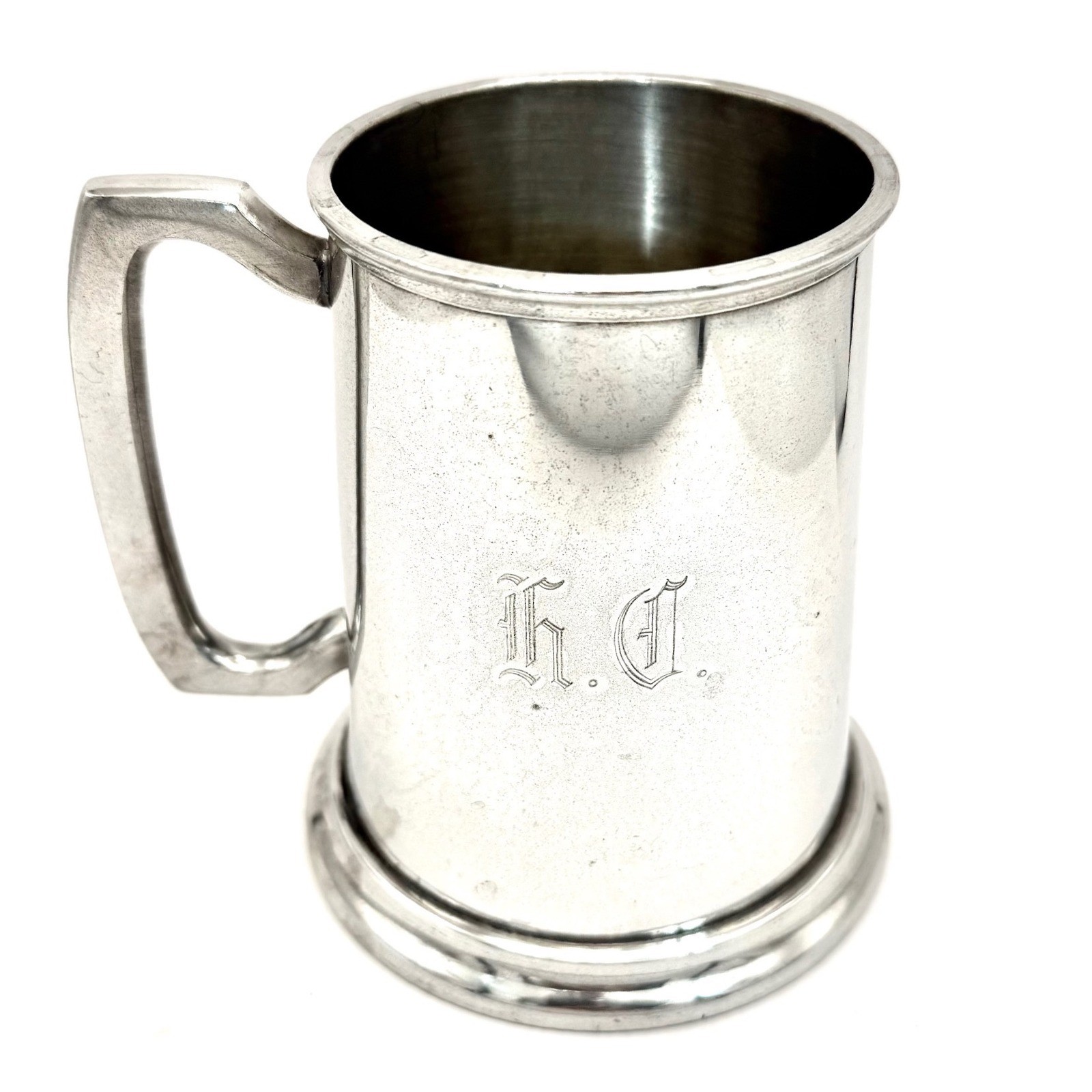 Vintage Pewter Tankard Mug Monogrammed \