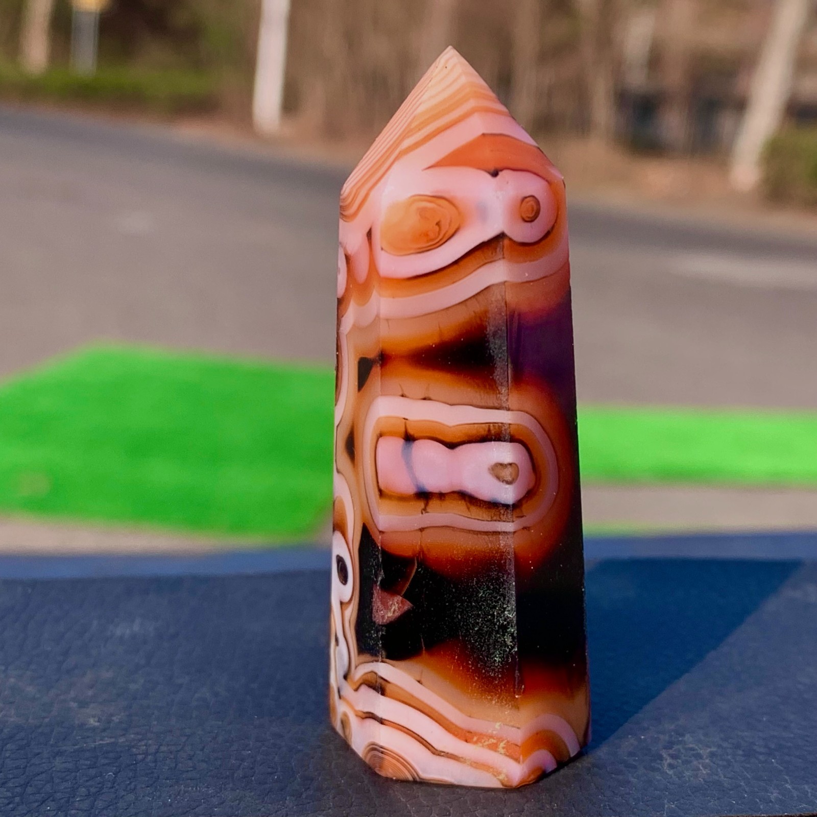 45G Natural striped agate stone mineral column Crystal Mineral ball Specimen
