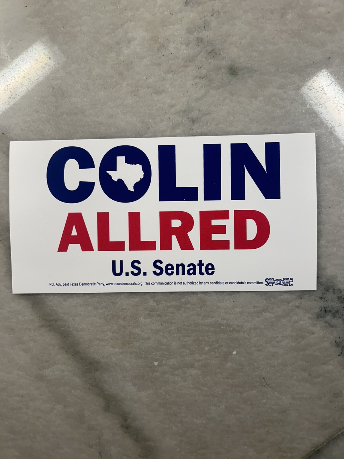 Official Colin Allred For U.S. Senate Texas Political Bumper Sticker