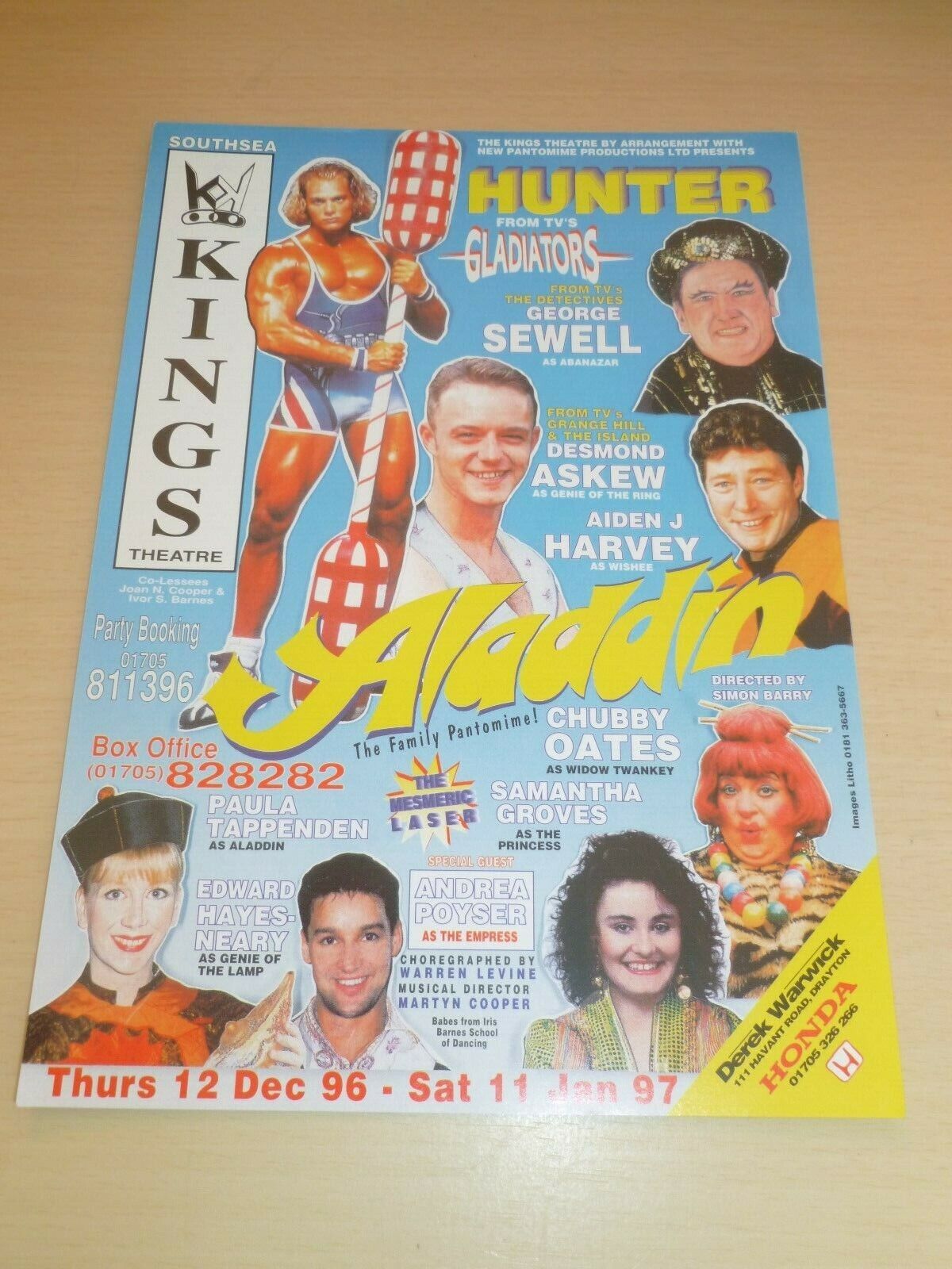 George Sewell Gladiator Hunter Chubby Oates Southsea Pantomime Flyer 1996