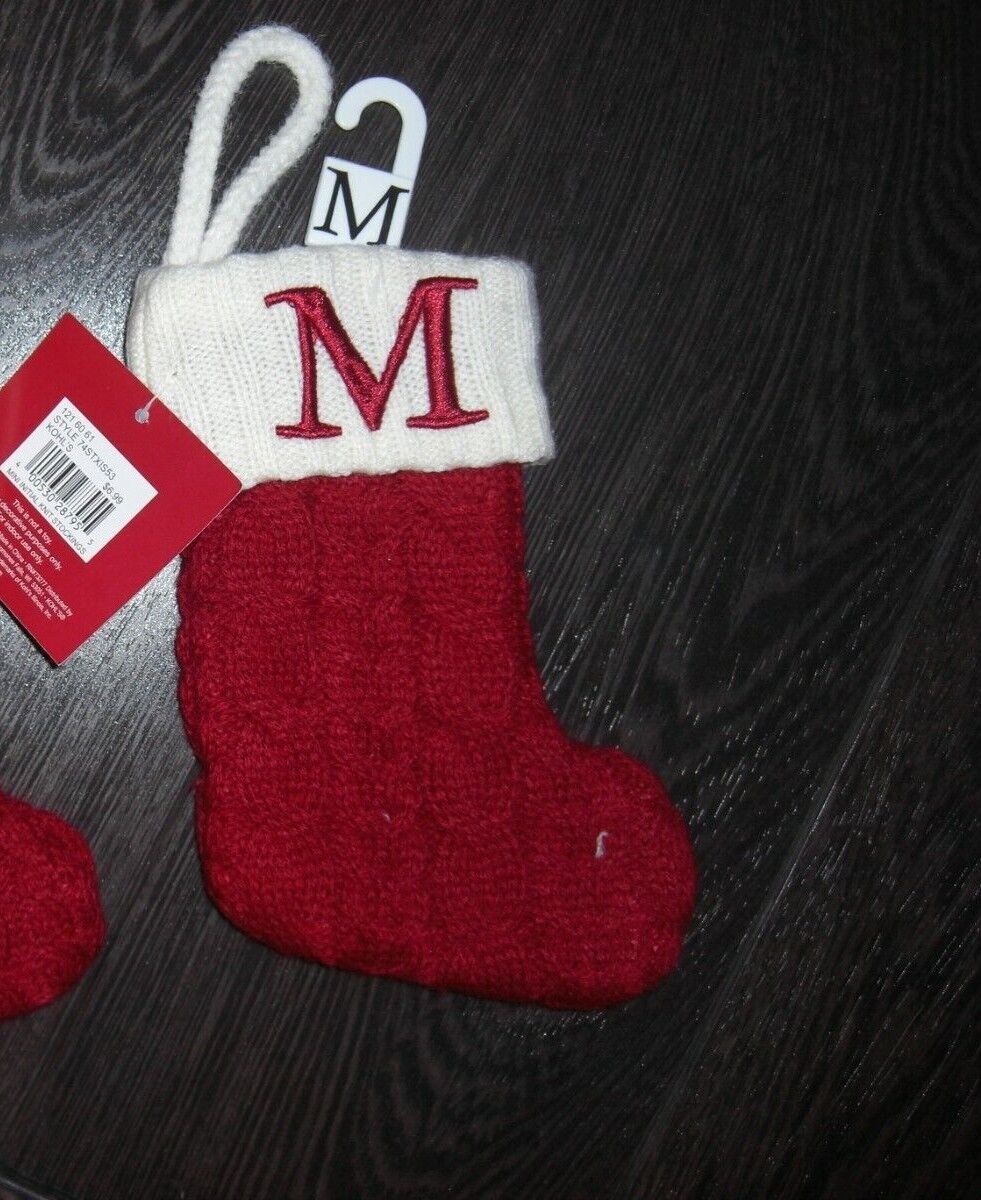 NWT St Nicholas Square Letter M  Knit Monogram Mini Christmas Stocking