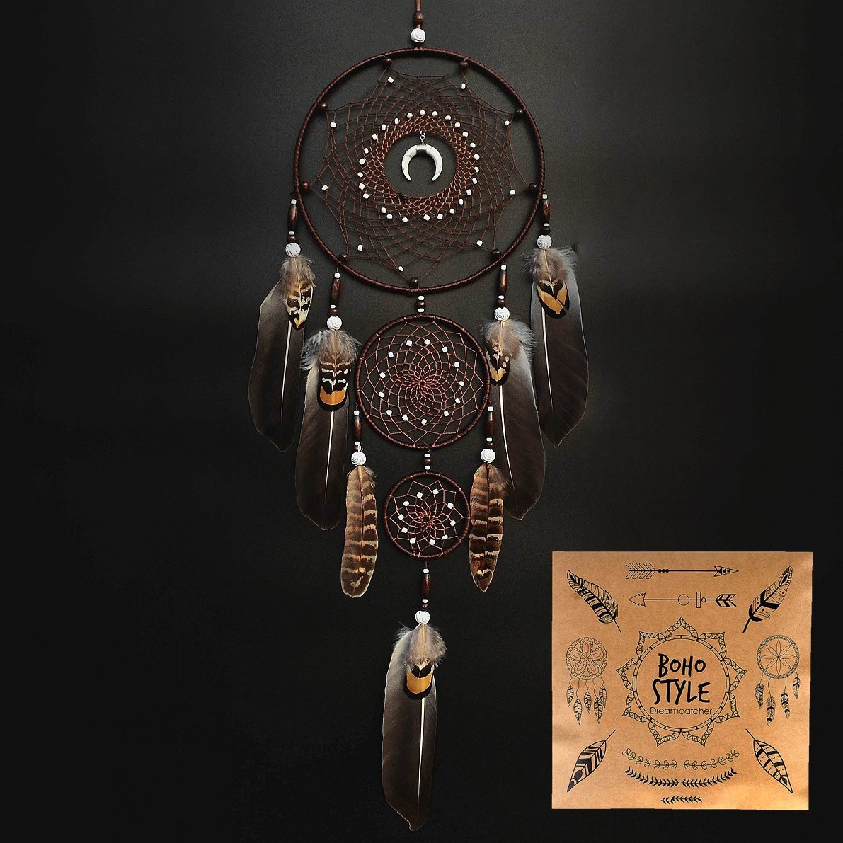 Large Dream Catchers for Bedroom Adult Brown Boho Dream Catcher Wall Decor wi...