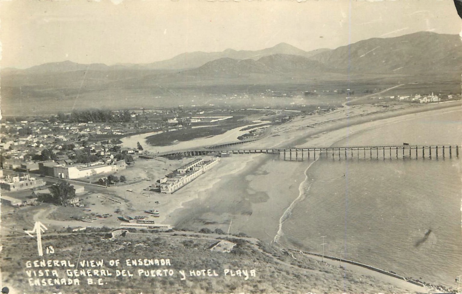 RPPC Ensenada Mexico General View Port Hotel Playa 1940s Vintage Postcard