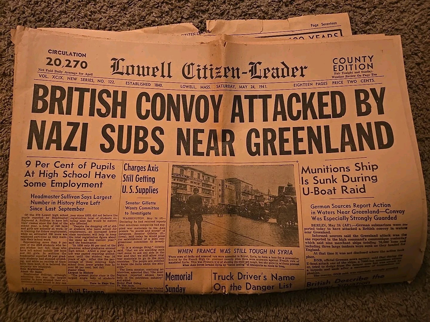 Pre WWII New England Newspapers. 1936-1941