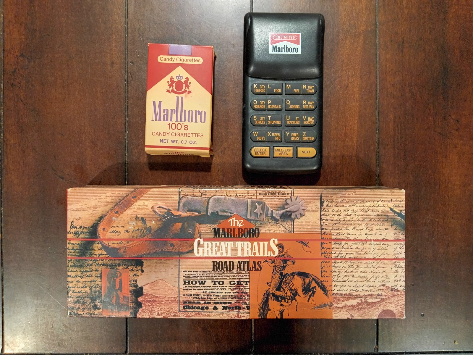 Marlboro Brand Vintage Promo items lot(Road atlas, Candy Cig box, Ultrafinder)