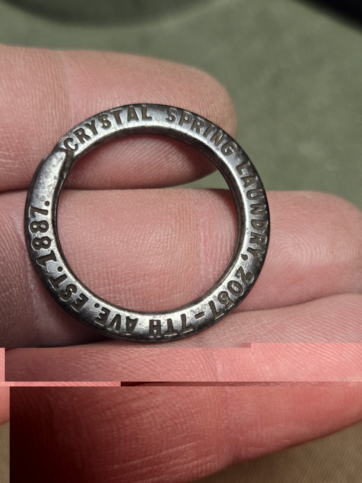 Rare Vintage 1920’s Austria Advertising Split Key Ring Crystal Spring Laundry NY
