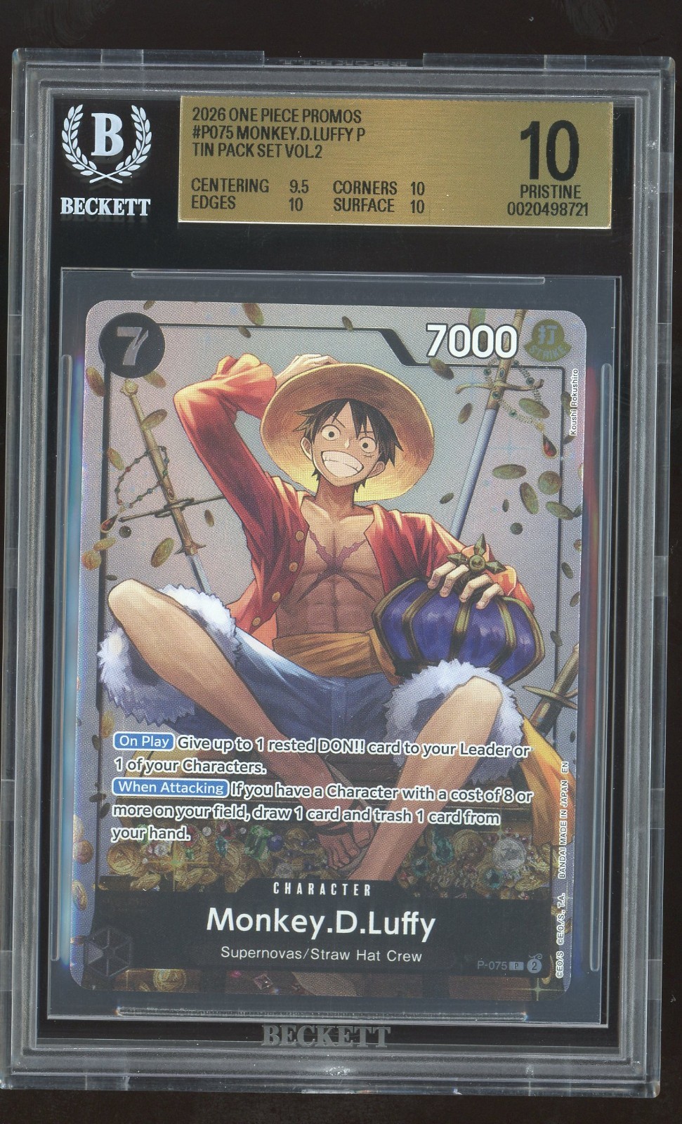 BGS 10 2026 Monkey D Luffy P075 - One Piece Promos TIN PACK SET VOL. 2