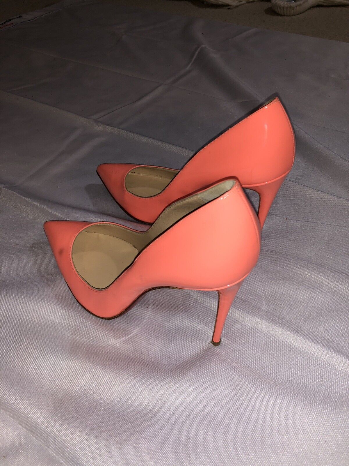 ladies women christian louboutin coral color heels size 40