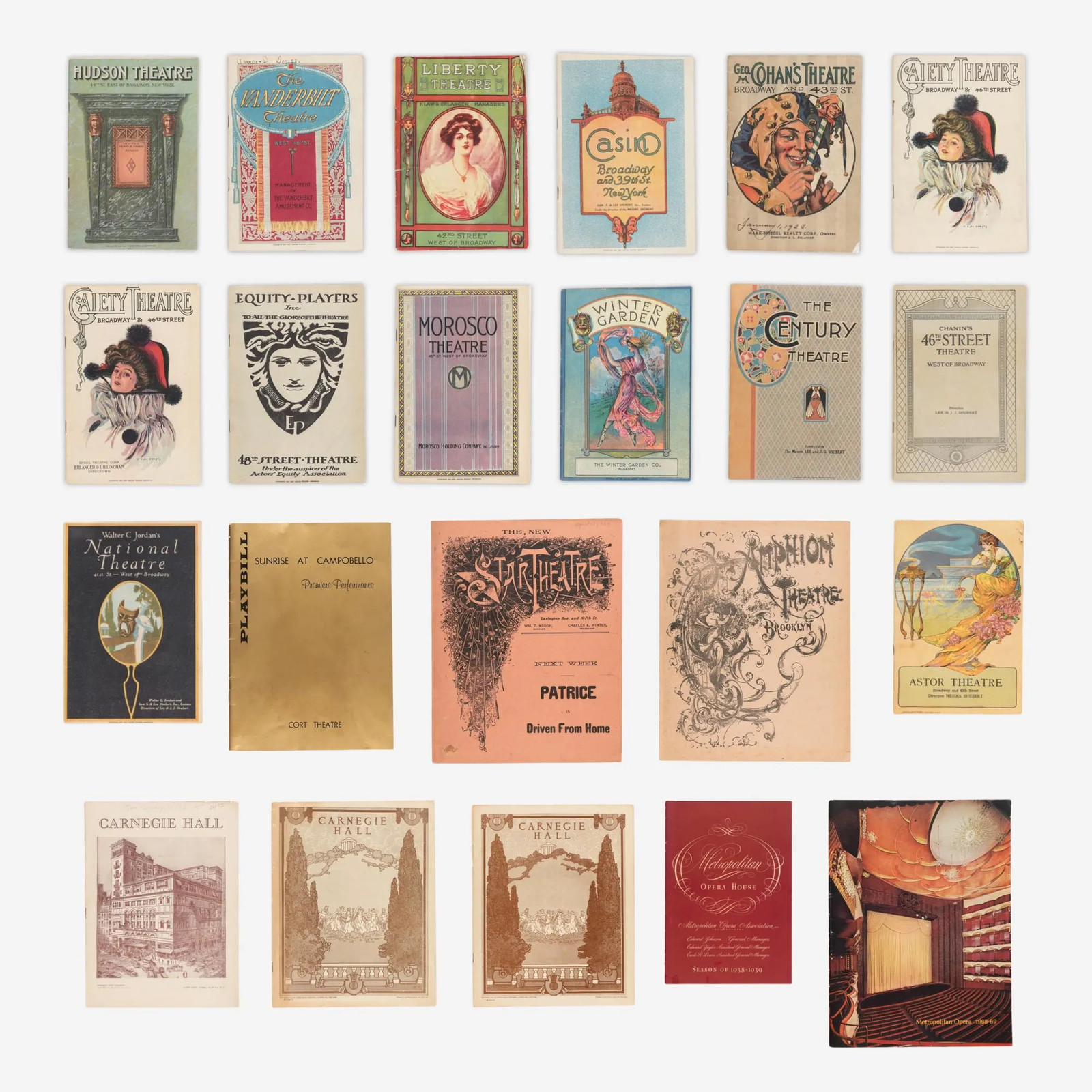 Rare set of early 1900s New York City Theater Programs (22 pieces) - Early Play