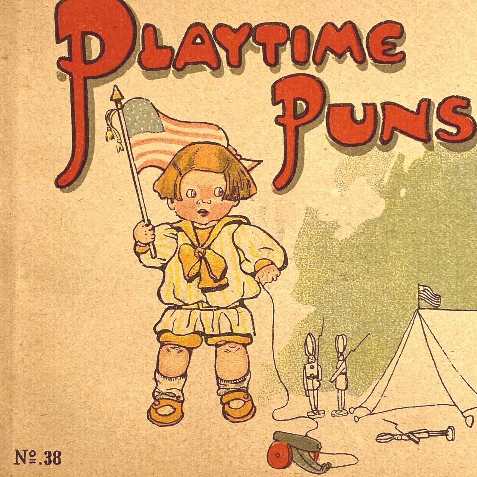 1900 PLAYTIME PUNS antique children\'s booklet COLORFUL ILLUSTRATIONS Soap Co. Ad