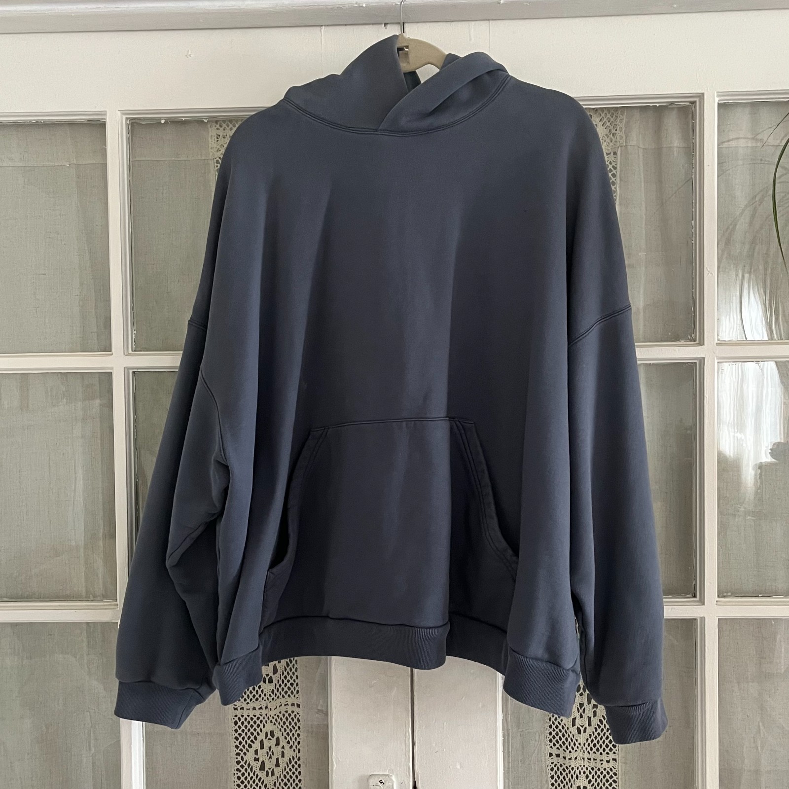 Balenciaga Garde-Robe Oversized Hoodie Dark Gray Logo Pullover Kangaroo Pocket