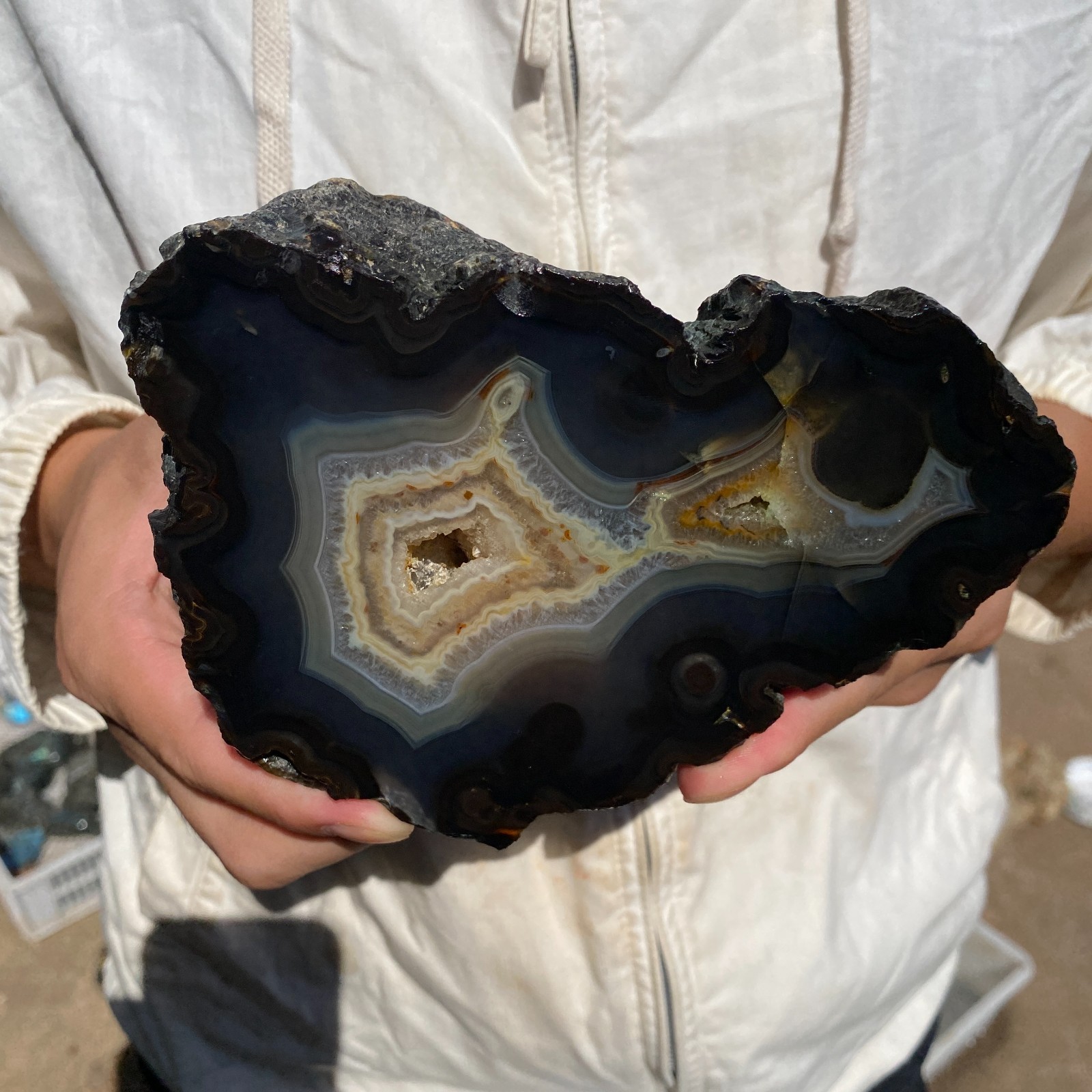 4.5lb Natural Lace Banded stripe Agate Quartz Crystal Rough mineral specimen