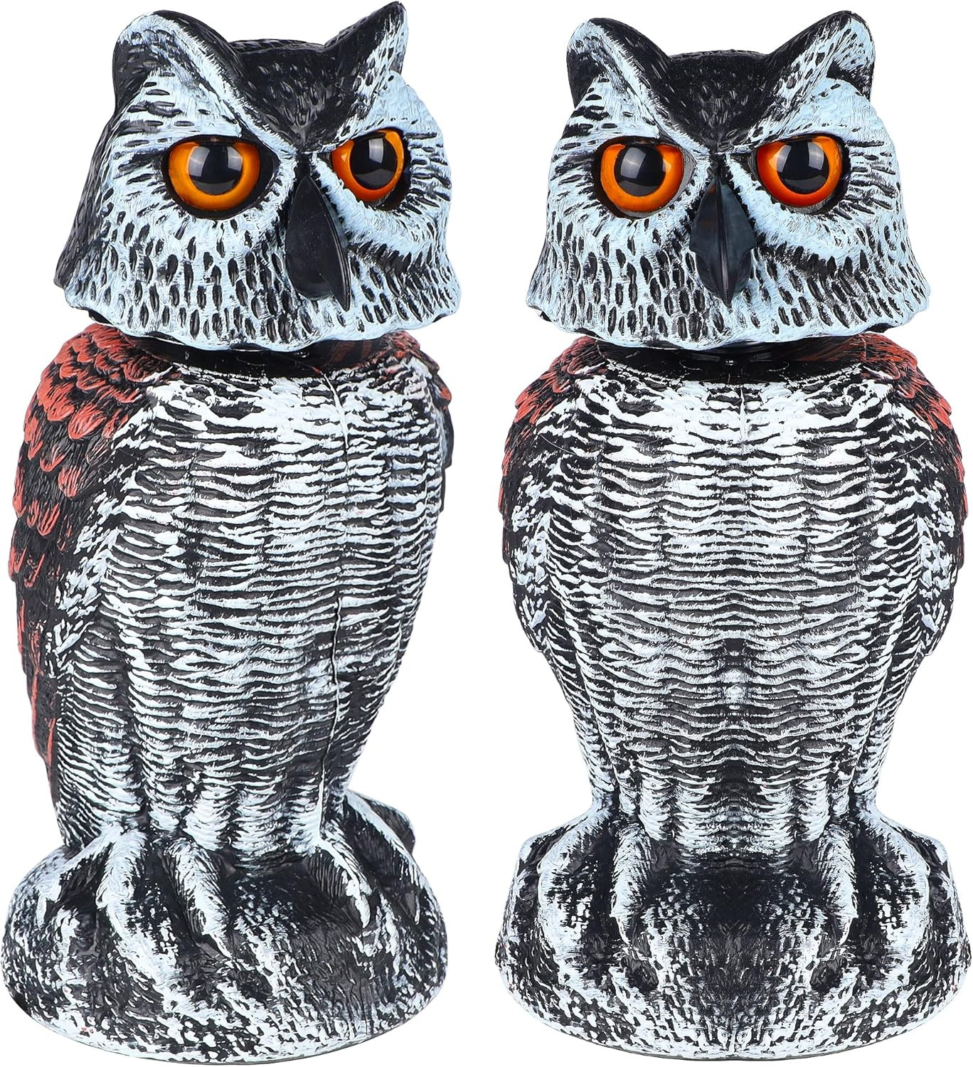 Hausse 2 Pack Fake Owl Decoy Bird Scarecrow Sculpture, Rotating Head Plastic Owl Hausse 2 Pack Fake Owl Decoy Bird Scarecrow Sculpture, Rotating Head Plastic Owl