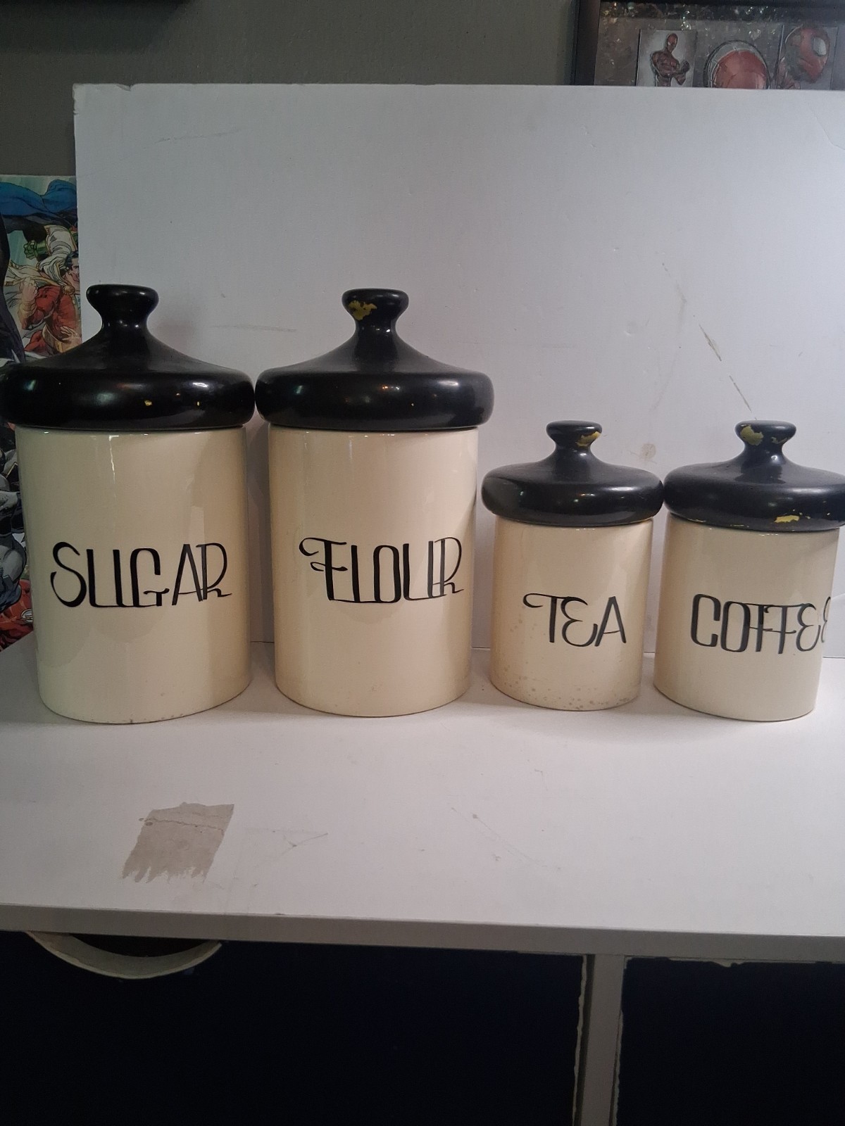 vintage 1960s/1970s ceramic canister set made by Holiday Designs (USA),