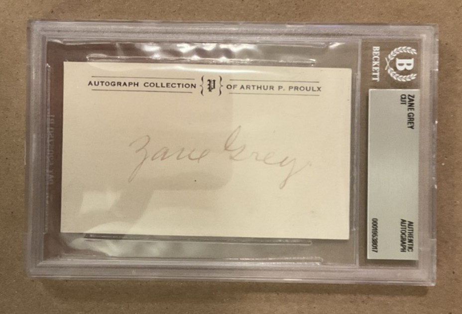 Zane Grey Western Author Signed Autograph Cut/Card Beckett Slabbed - AUTHENTIC