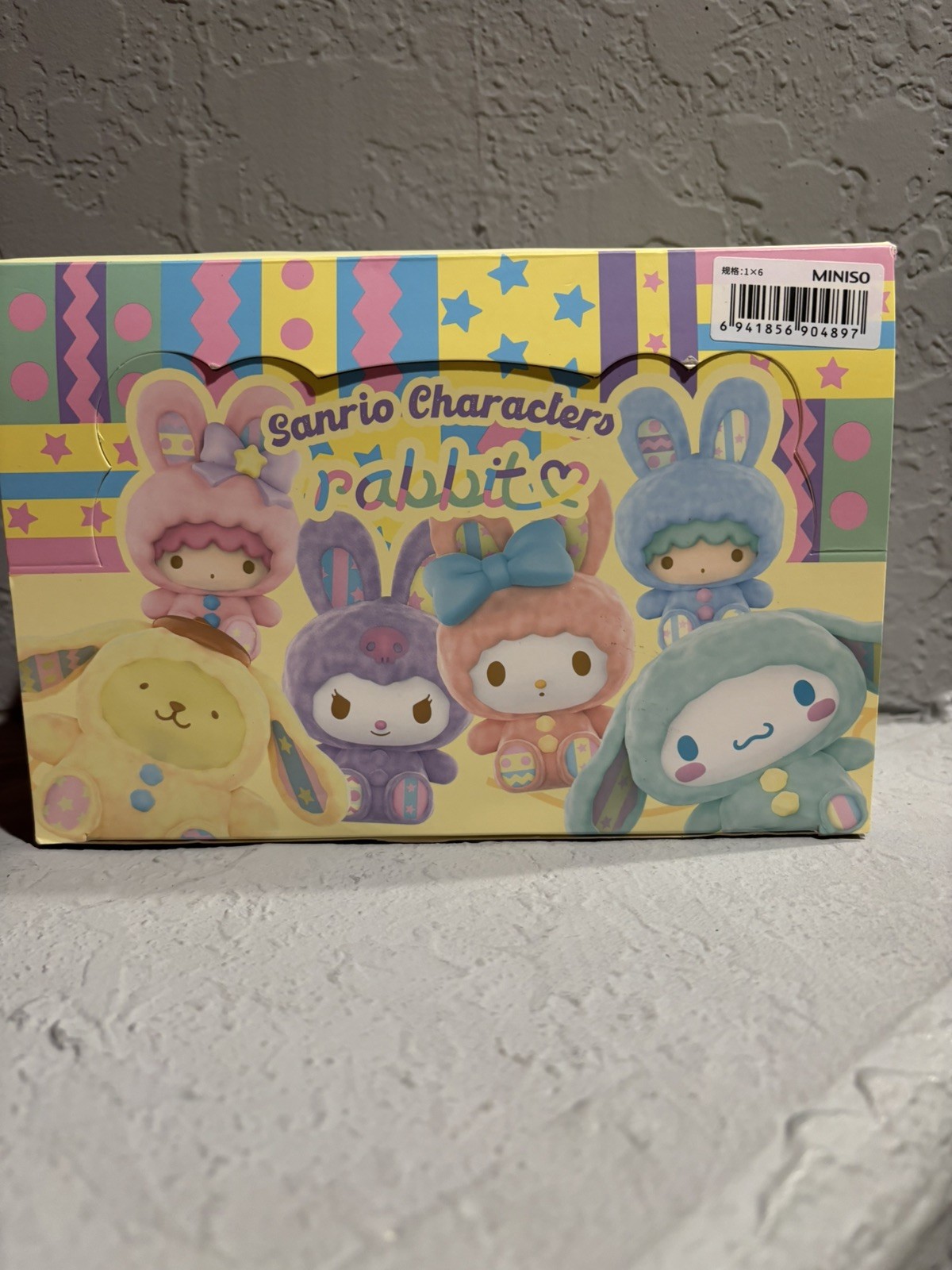 NEW Miniso Sanrio 6-Piece Rabbit Series Fluffy/Flock Characters Blind Box