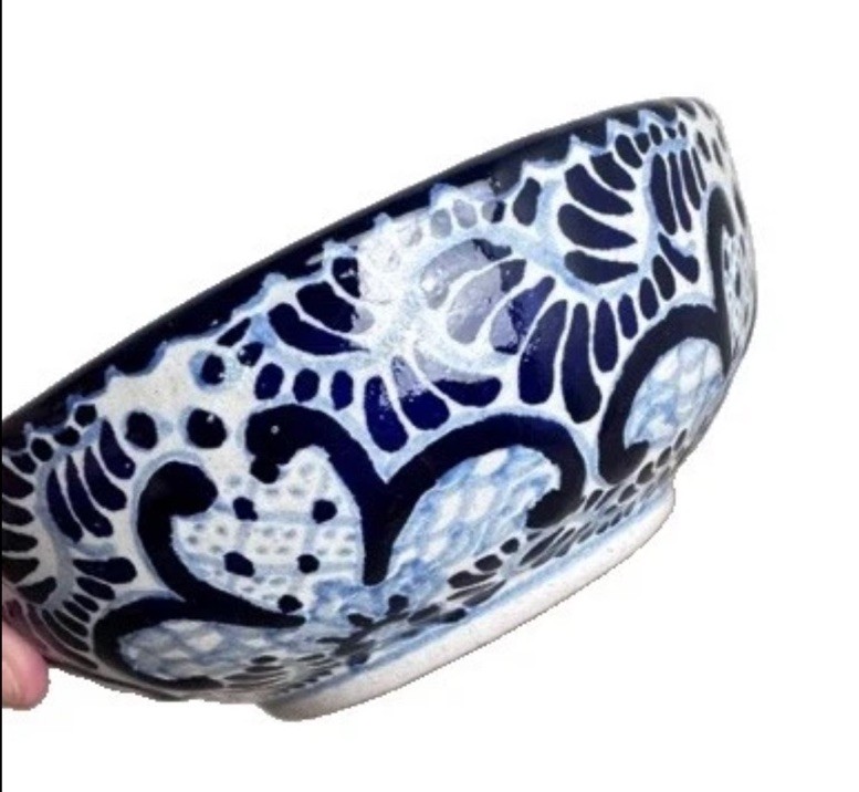 Vintage Uriarte Talavera Puebla Mexico Bowl Handcrafted Blue & White 6”x 2”H EUC