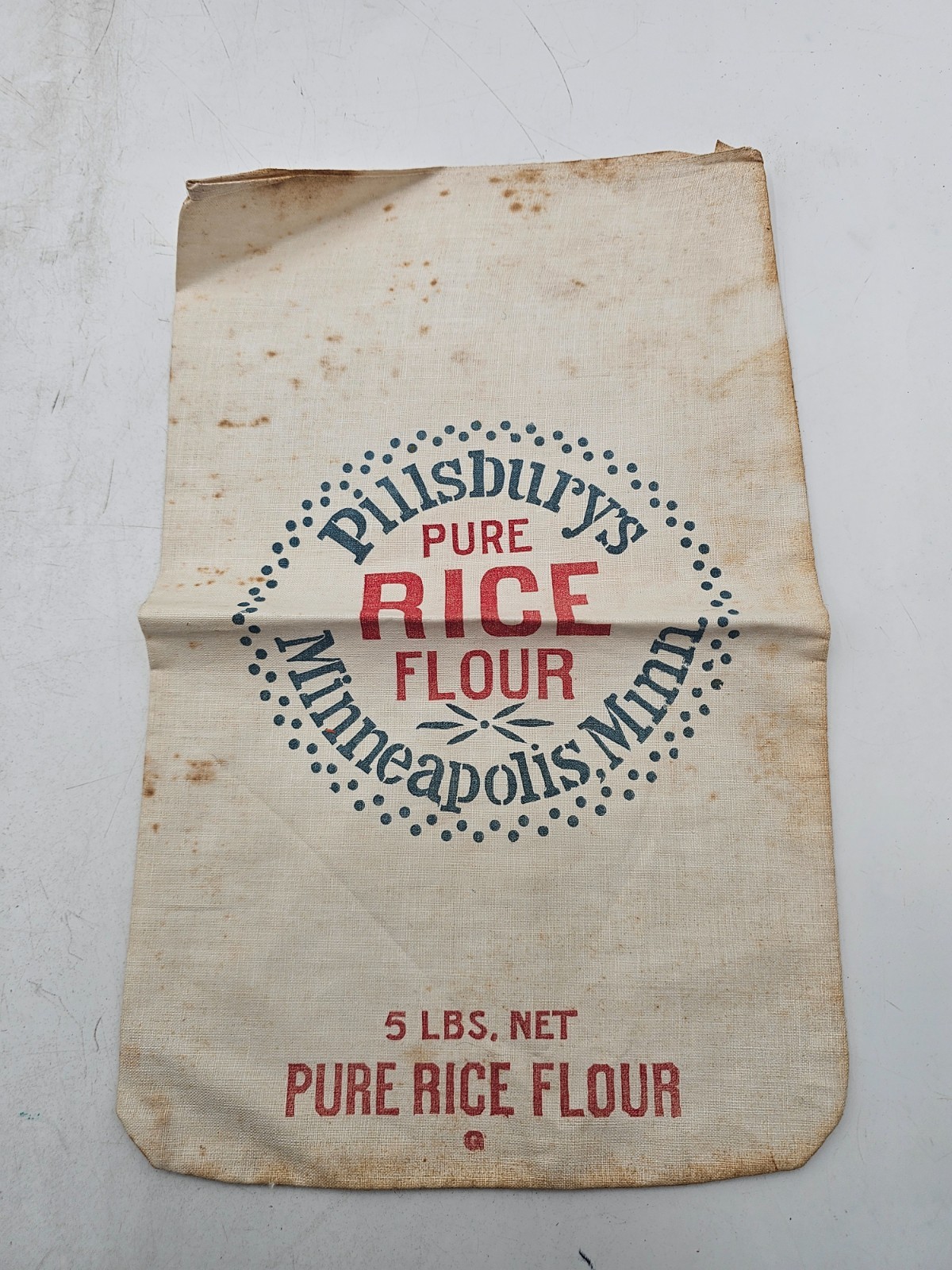 Vintage Pillsburys Pure Rice Flour Sack 5 lbs
