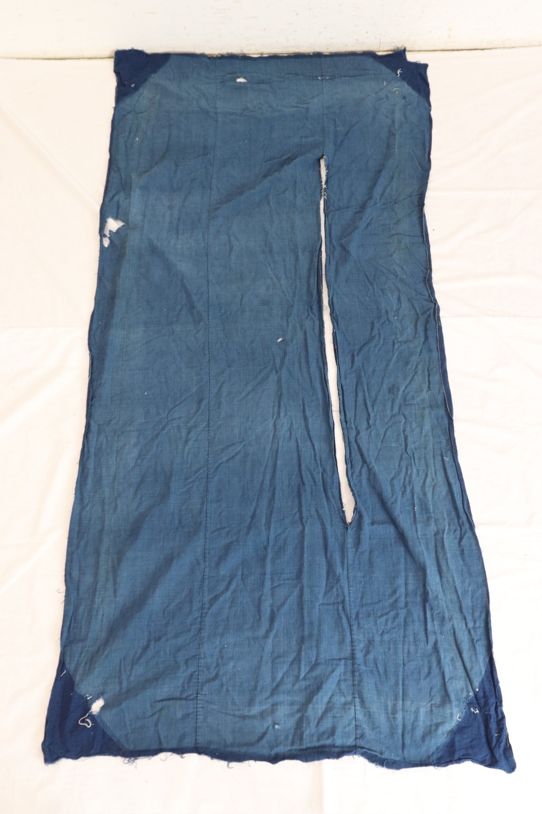 Antique Japanese Indigo Cotton Fabric Panel 3 Panel Aizome Muji 88x204cm