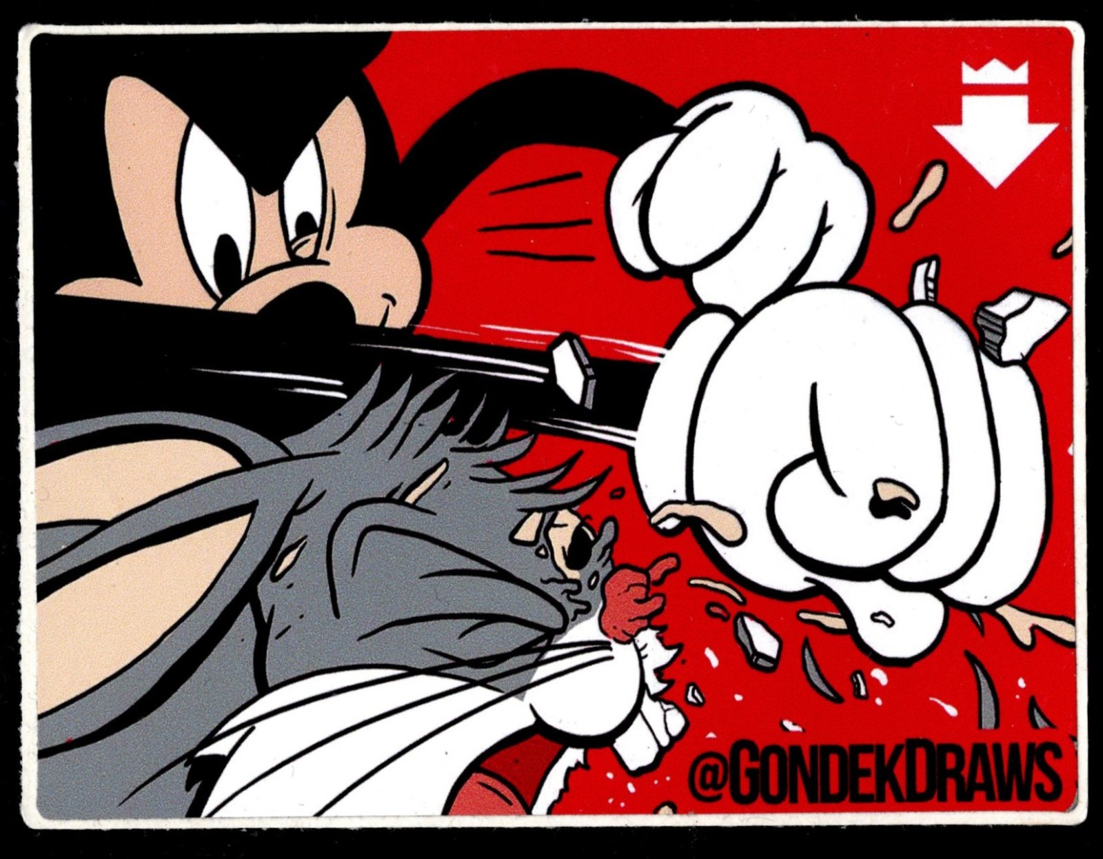 Matt Gondek Deconstructed Mickey Mouse vs Bugs Bunny Sticker - GondekDraws