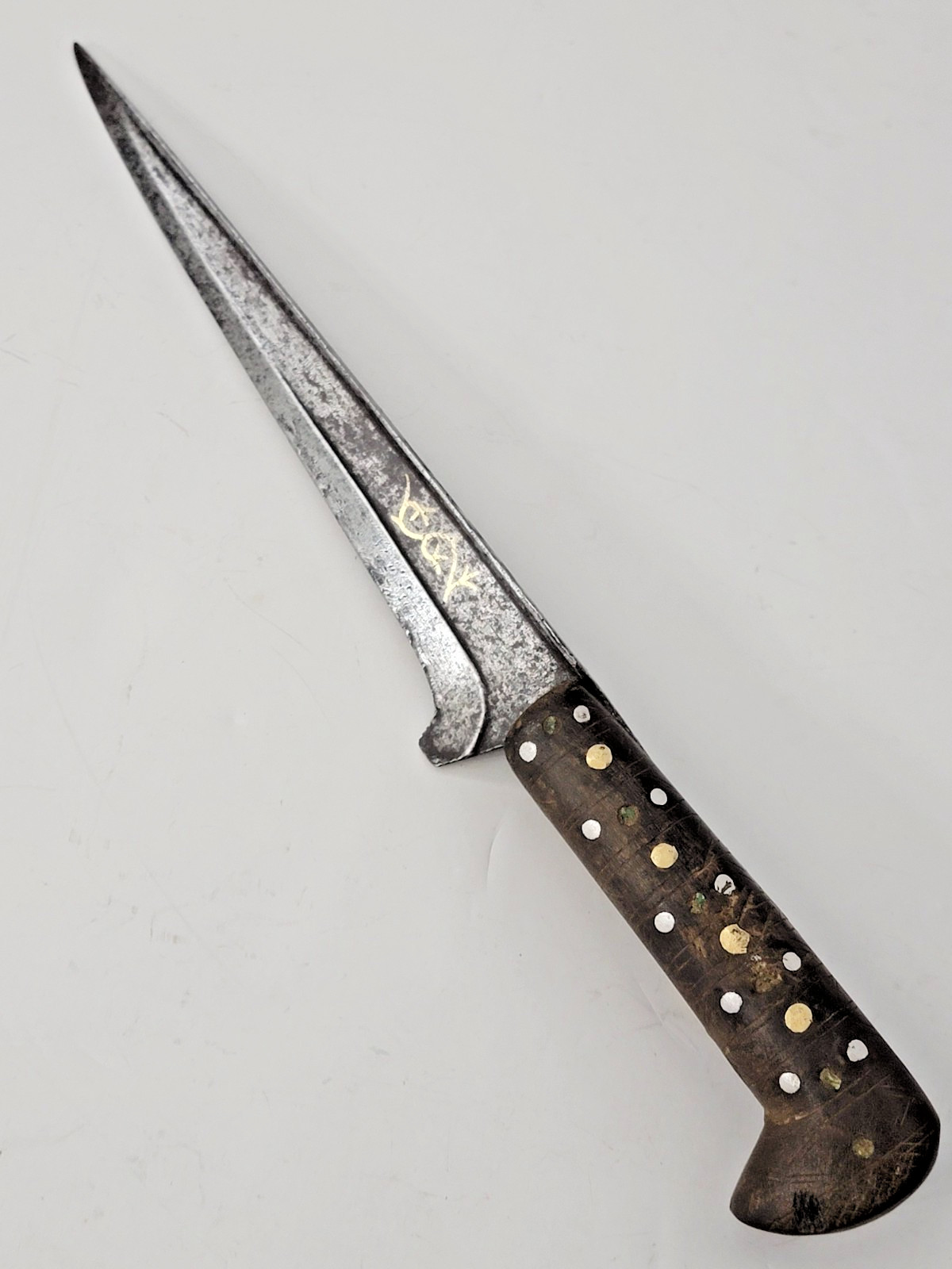Afghan Khyber Choora Pesh-Kabz T Spine Dagger Knife Antique Vintage Gold Inlay