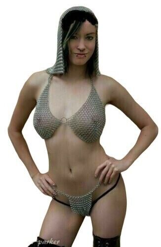 Chainmail Aluminium Butted Rings Bra and Panty Set for Women Bikini Set