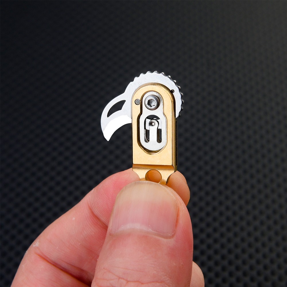 Mini Folding Keychain Knife Titanium Alloy Handle EDC 7Cr Steel Blade Compact