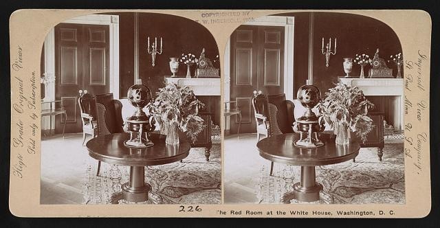 Photo:Washington DC White House Red Room Interior 1903 Stereo View