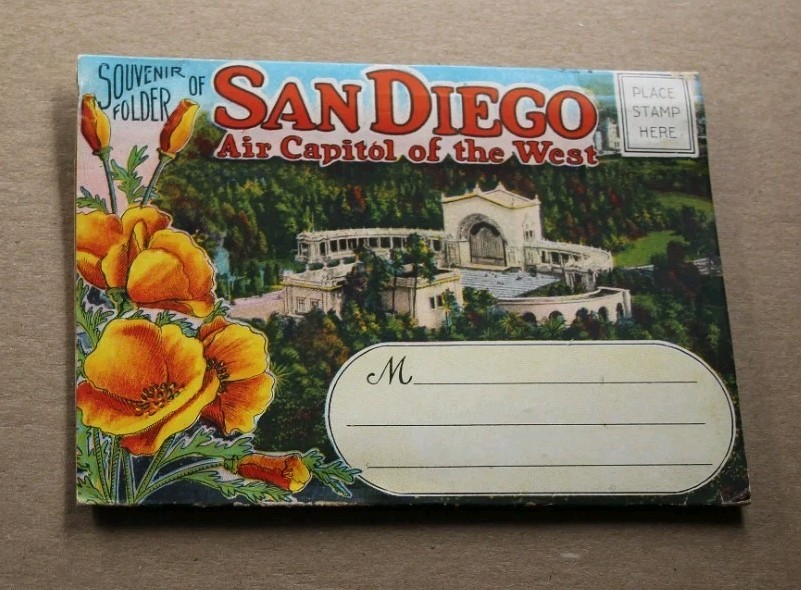 San Diego California US Air Capitol of the West Vintage Postcard Folder Souvenir