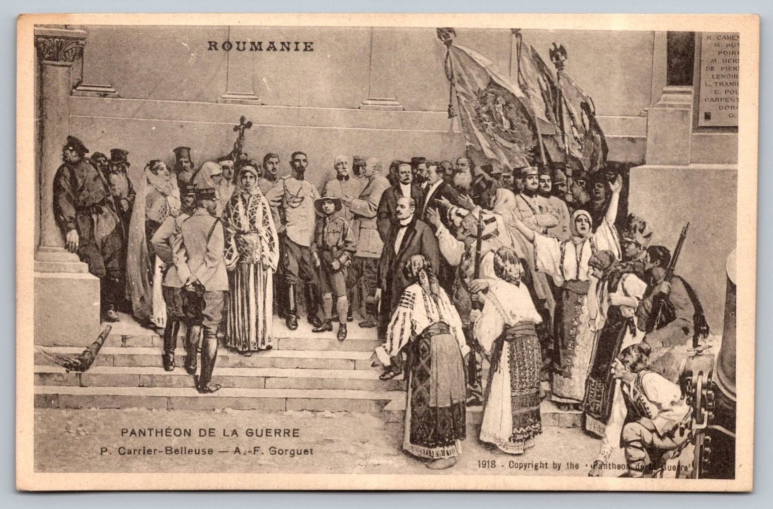 Vintage 1918 Roumanie Panthéon de la Guerre French Postcard