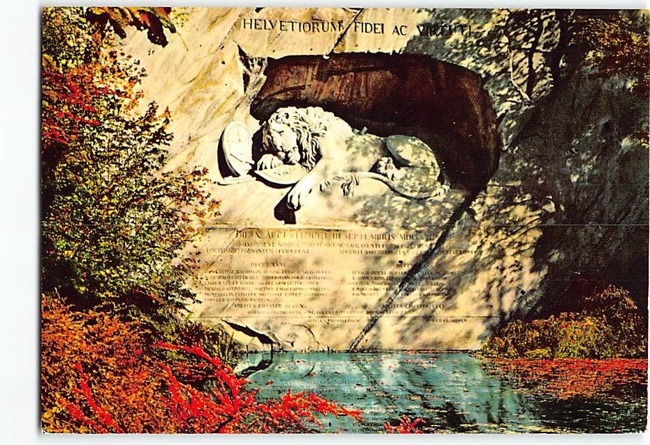 Postcard Lion Monument Lucerne Switzerland