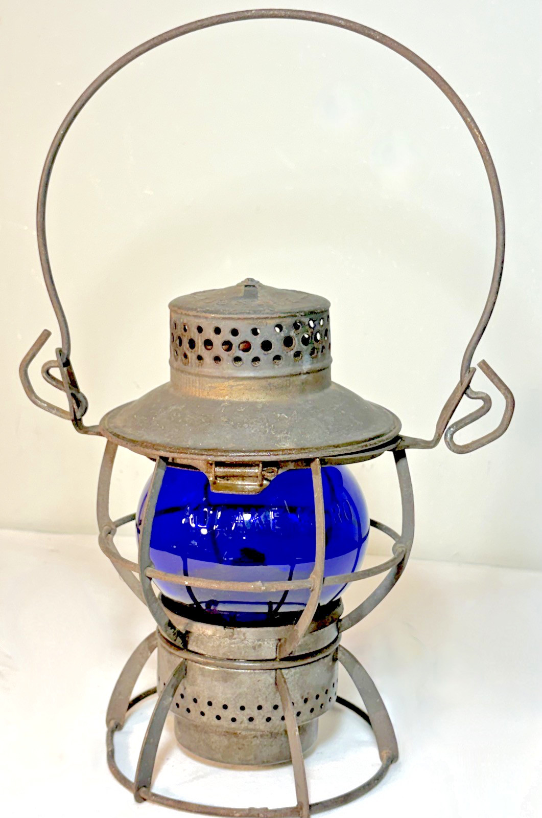 Vintage Dressel Railroad Lantern Blue Adlake Globe Pennsylvania PRR