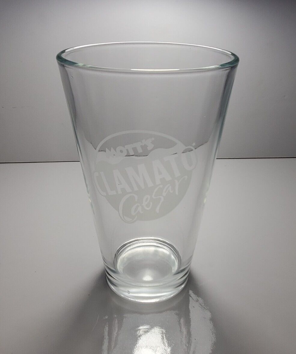 Mott's Clamato Caesar Drinking Glass Frosted Logo