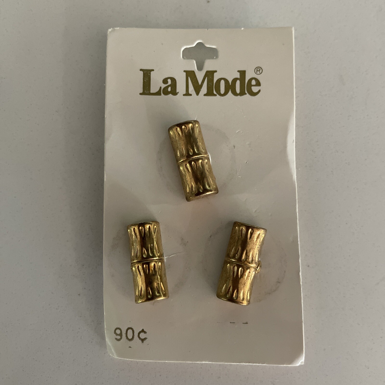 Vintage Card Buttons La Mode Gold Bamboo 3/4”