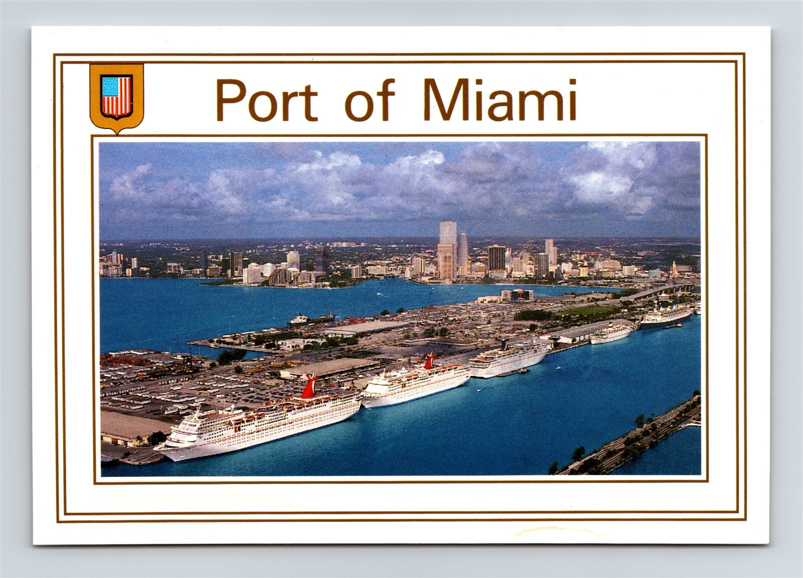 Postcard FL Port of Miami Florida Aerial View Cruise Ship Capital #4 AJ3
