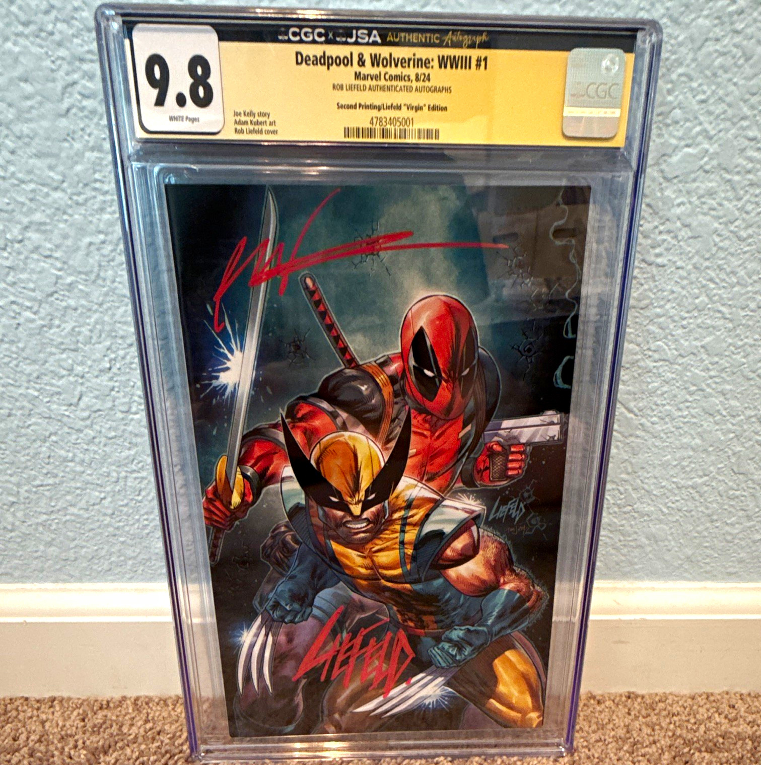 Marvel Deadpool & Wolverine WWIII #1 2nd Print Virgin Variant CGC 9.8 Signed