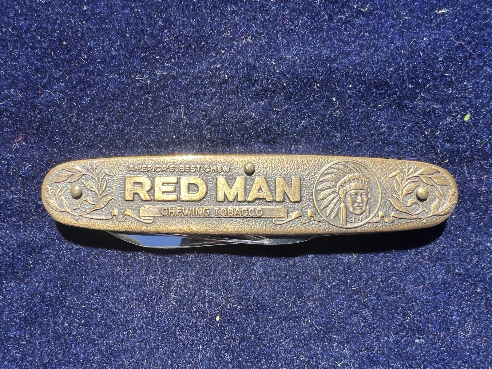 Vintage NOS Red Man Chewing Tobacco 2-Blade Advertising Pocket Knife, Utica, NY
