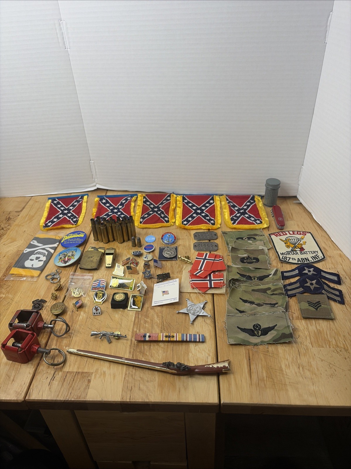 VTG US Military Patch Lot 187th Airborne Red Legs Mortar M57 Firing Safety Block