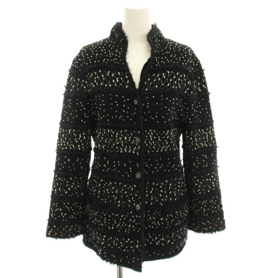 ESCADA Women's Knit Tweed Jacket Black White Size 36 Wool Outerwear (Ages 14+)